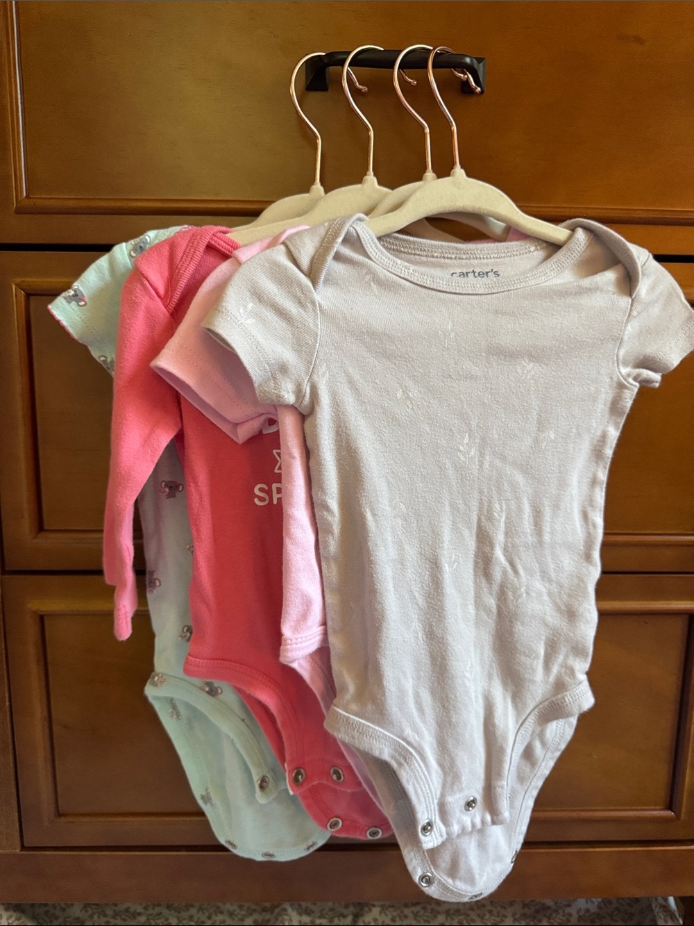 4pk-6 m Short-Sleeve Bodysuit Set - White, Pink, Coral, Mint